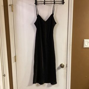 Black Silky Slip Dress Large NWOT